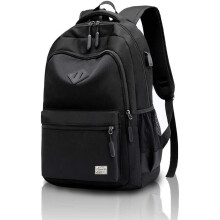 (Black) Unisex Waterproof Rucksack With USB Charging Port