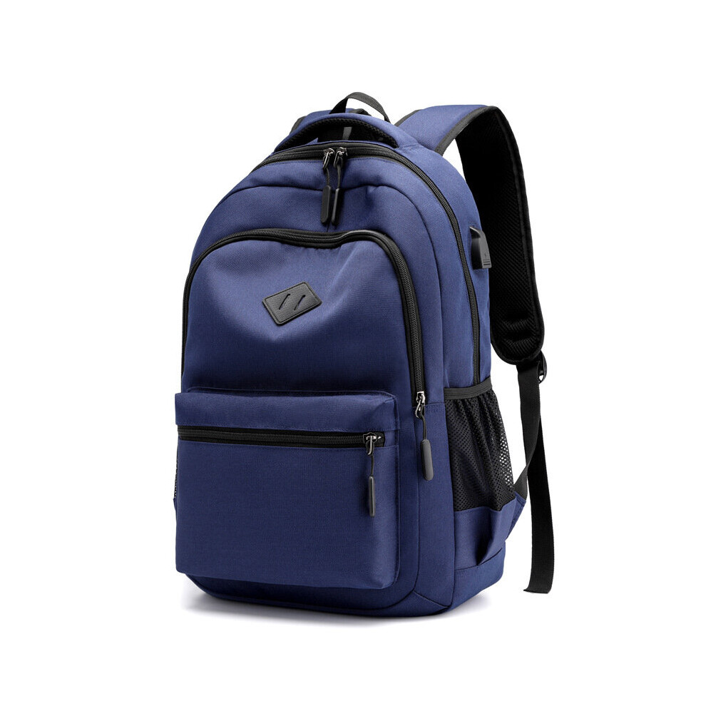 (Blue) Unisex Waterproof Rucksack With USB Charging Port