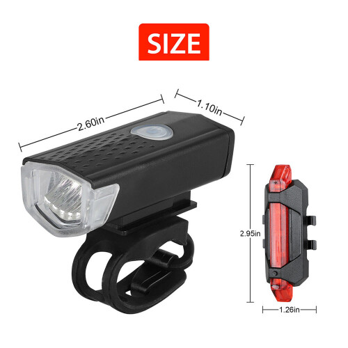 Bike Bicycle Light USB LED Rechargeable Set Mountain Cycle Front Back Headlight 2