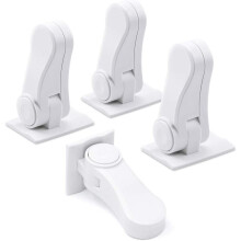 4 Pack Door Lever Child Safety Locks, Upgraded Childproof Single Lever Lock, 180 Degree Revolving Door Lock with 3M Adhesive