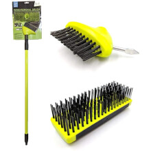 Weed Remover Tool Wire Brush Scraper Set with Metal Broom & Weed Removal Head - Remove Weed & Moss from Block Paving Garden Path Patio and Driveway