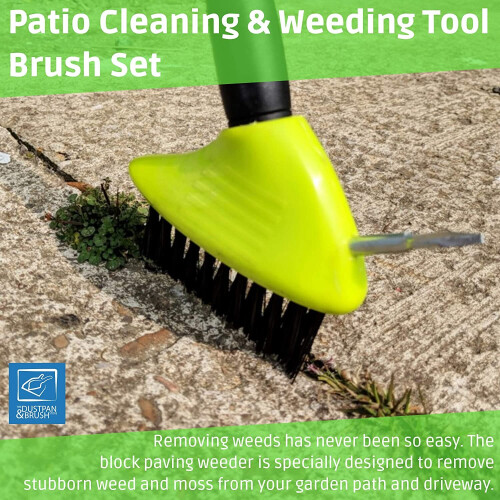 Weed Remover Tool Wire Brush Scraper Set with Metal Broom & Weed