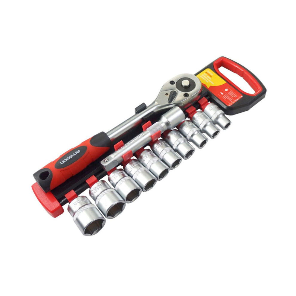 12Pc 1/2 Inch Drive Metric Socket Set 10-24Mm Ratchet Amtech 5032759050512