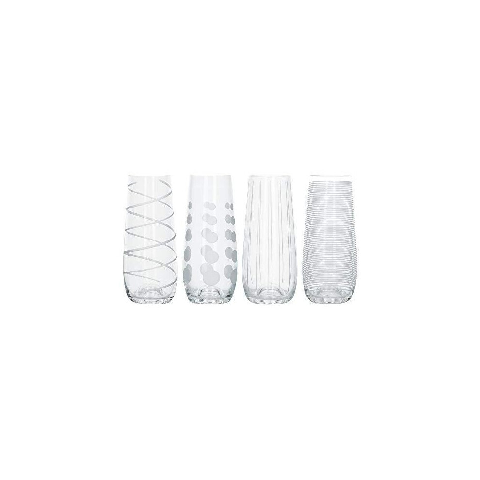Mikasa Cheers Pack Of 4 Stemless Flute Glasses Silver