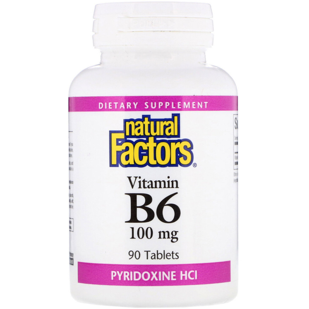 Natural Factors , Vitamin B6, Pyridoxine Hcl, 100 Mg, 90 Tablets