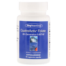 Allergy Research Group, QuatreActiv Folat, 4. Generation 5-MTHF, 90 Vegetarische Kapseln