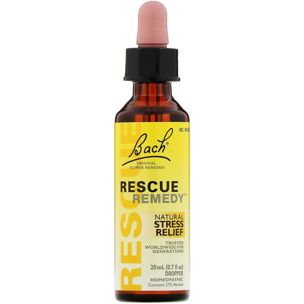 Bach , Original Flower Remedies, Rescue Remedy, Natural Stress Relief, 0.35 Fl Oz (10 Ml)
