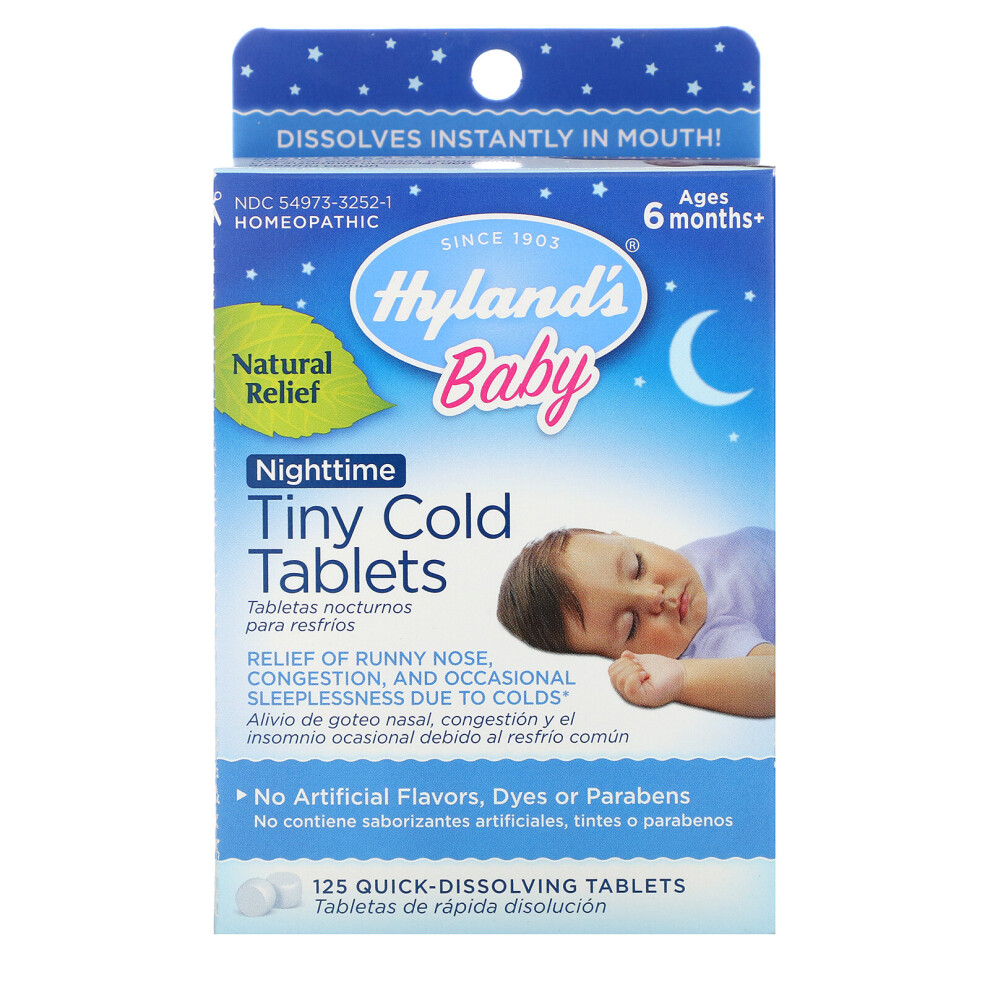 Hyland's , Baby, Nighttime Tiny Cold Tablets, Ages 6 Months+, 125 Quick-Dissolving Tablets