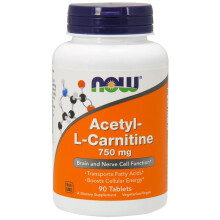 NOW Foods, Acétyl-L-Carnitine, 750 mg, 90 Comprimés