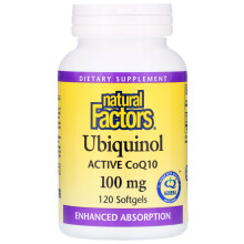Natural Factors, Ubiquinol, Aktives CoQ10, 100 mg, 120 Weichkapseln