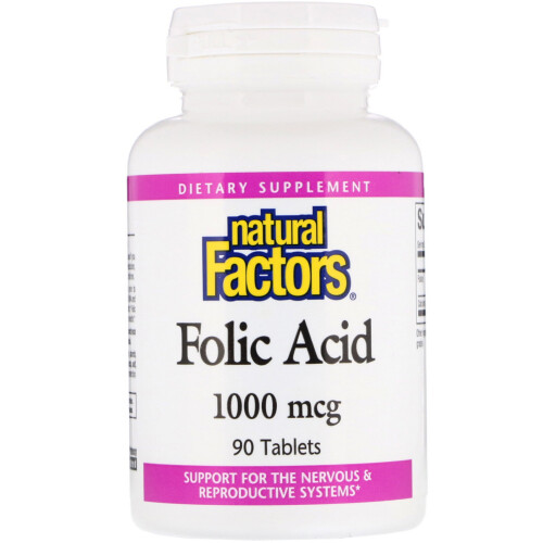 Natural Factors, Folsäure, 1.000 mcg, 90 Tabletten