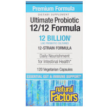 Natural Factors, Probiotique Ultime, Formule 12/12, 12 Milliards d'UFC, 120 Capsules Végétariennes