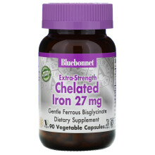 Bluebonnet Nutrition, Fer Chélaté Extra Fort, 27 mg, 90 Gélules Végétales