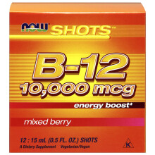 NOW Foods, Shots, B-12, Gemischte Beeren, 10.000 mcg, 12 Shots, je 0,5 fl oz (15 ml)