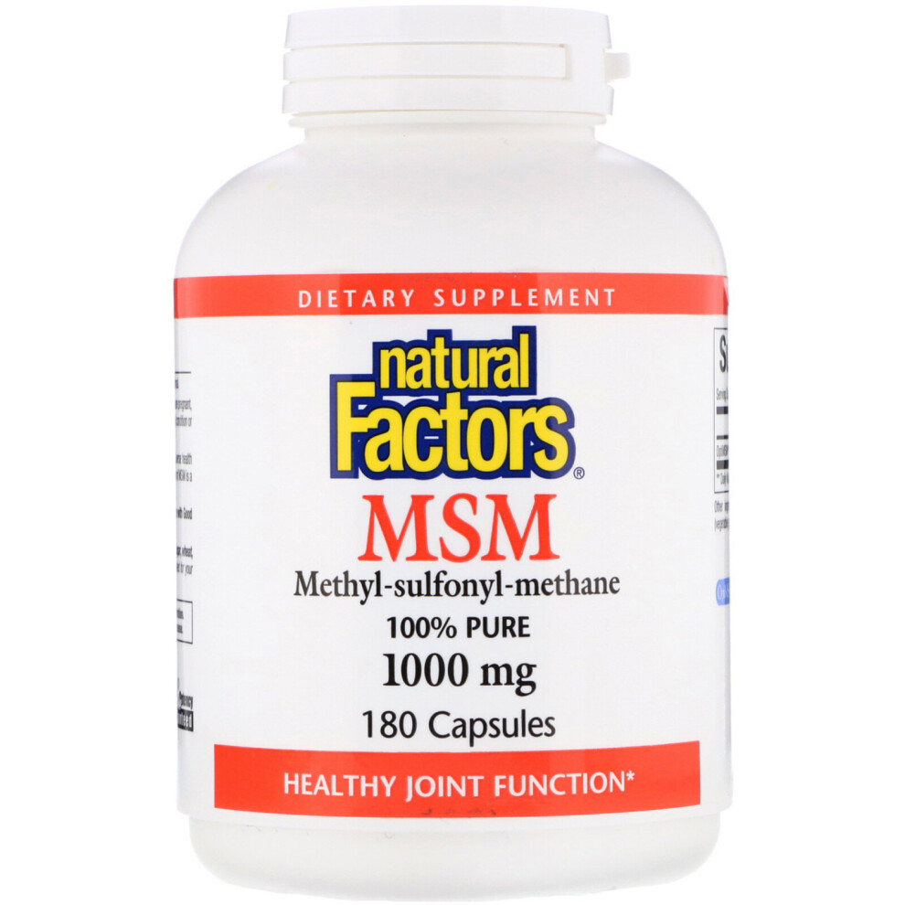 Natural Factors , Msm, Methyl-Sulfonyl-Methane, 1,000 Mg, 180 Capsules