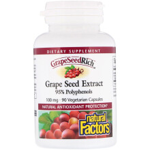 Natural Factors, GrapeSeedRich, Traubenkernextrakt, 100 mg, 90 Vegetarische Kapseln