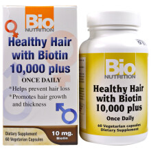 Bio Nutrition, Gesundes Haar mit Biotin 10.000 Plus, 60 Vegetarische Kapseln