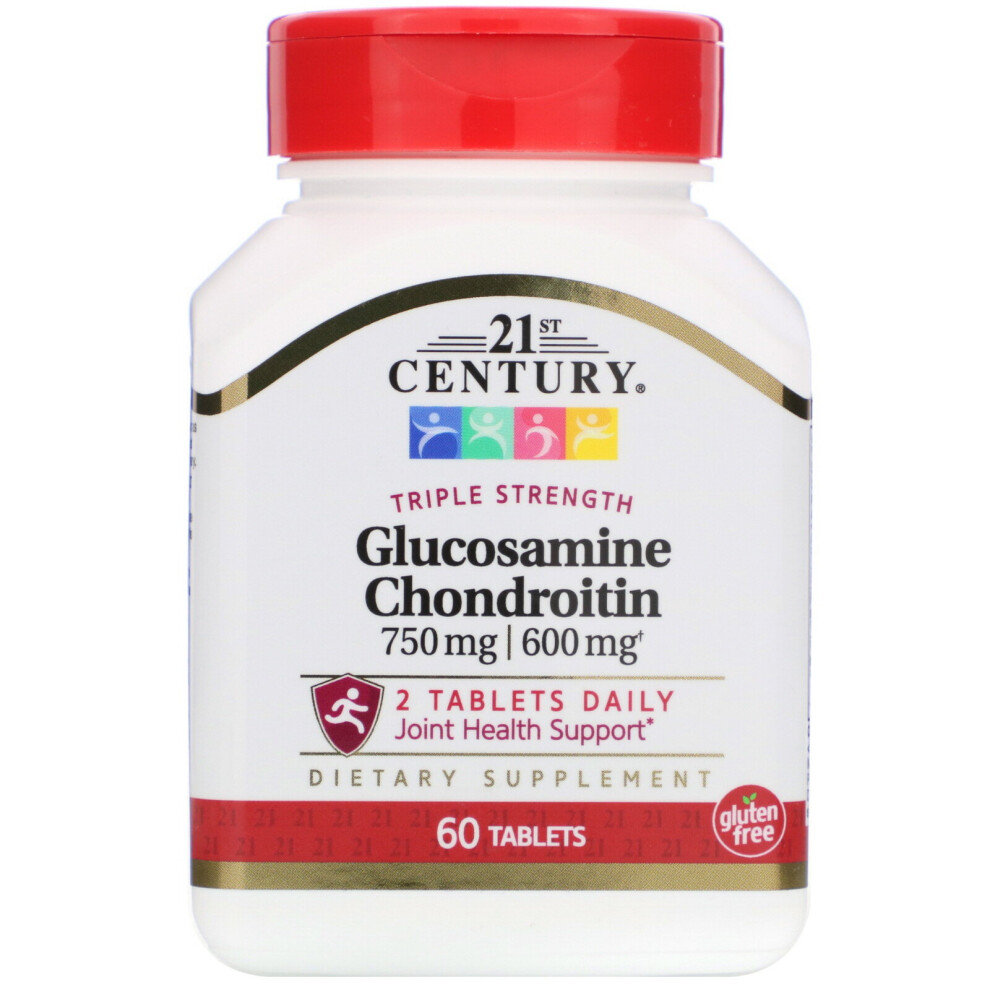 21St Century , Glucosamine / Chondroitin, Triple Strength, 750 Mg / 600 Mg, 60 Tablets