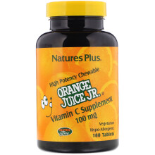 NaturesPlus, Vitamine C à Croquer Jus d'Orange Jr, Orange Naturelle, 100 mg, 180 Comprimés
