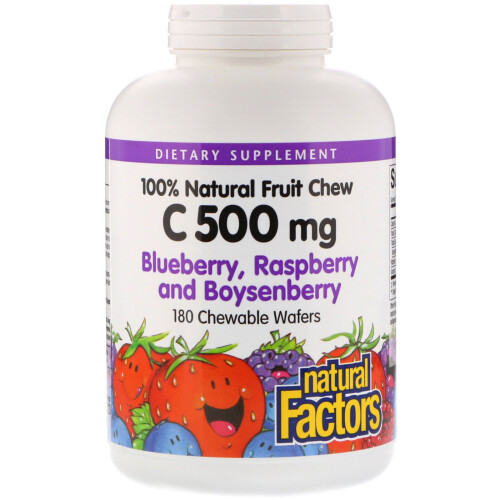 Natural Factors, 100% Natural Fruit Chew Vitamin C, Blueberry ...