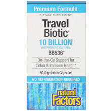 Natural Factors, Reise-Biotikum, BB536, 10 Milliarden, 60 vegetarische Kapseln