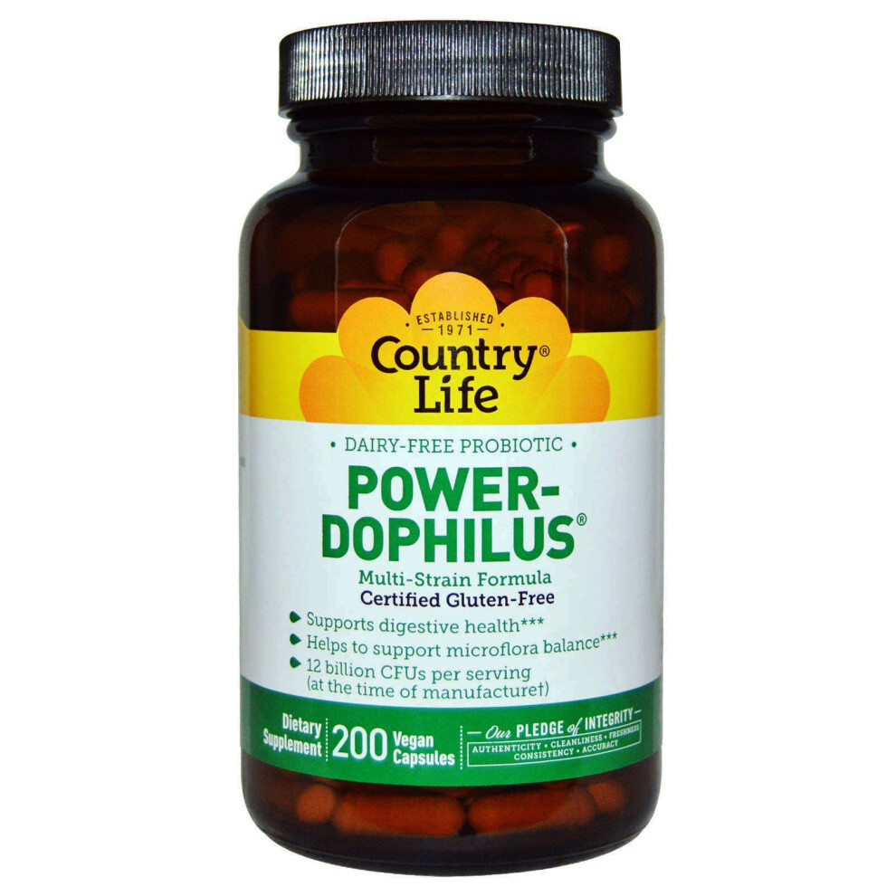 Country Life , Dairy-Free Probiotic, Power-Dophilus, 200 Vegan Capsules
