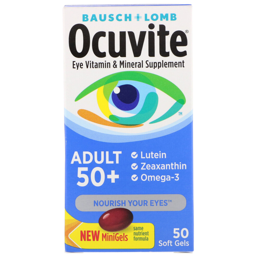 Bausch & Lomb Ocuvite Adult 50+ Eye Vitamin & Mineral Supplement, 50 Soft Gels