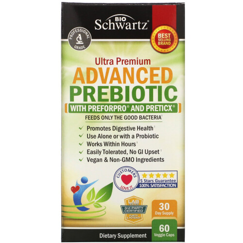 BioSchwartz, Ultra Premium Advanced Präbiotikum, 60 Kapseln
