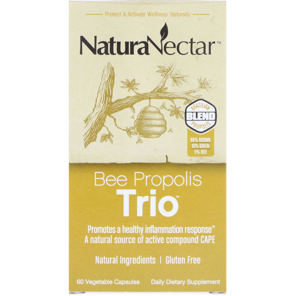 Naturanectar , Bee Propolis Trio, 60 Vegetable Capsules