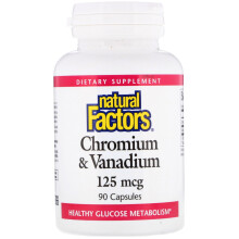 Natural Factors, Chrom & Vanadium, 125 mcg, 90 Kapseln