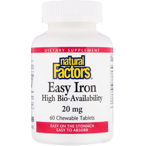 Natural Factors, Easy Iron, 20 mg, 60 Chewable Tablets