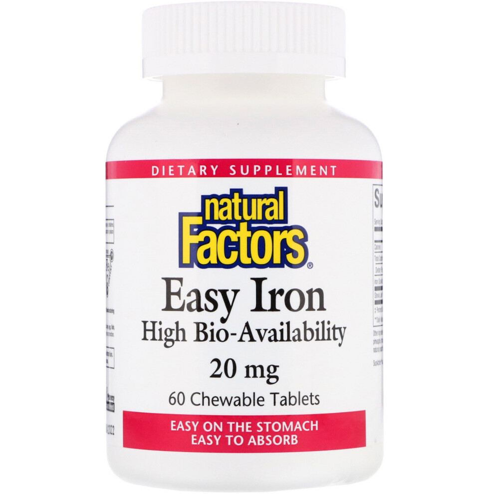 Natural Factors , Easy Iron, 20 Mg, 60 Chewable Tablets