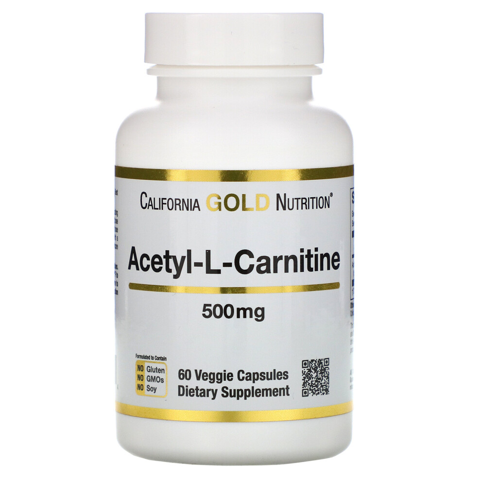 California Gold Nutrition Gold California Nutrition, Acetyl-L-Carnitine, 500 Mg, 60 Veggie Capsules