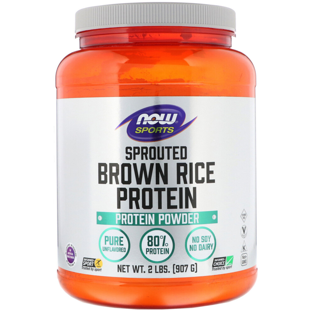Now Foods Brown Sports, Sprouted Rice Protein, Unflavored, 2 Lbs (907 G)
