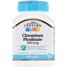 21st Century, Chrompicolinat, 200 mcg, 100 Tabletten