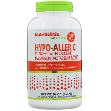 NutriBiotic, Immunité, Vitamine C Hypo-Allergénique avec Calcium, Magnésium, Potassium & Zinc, Poudre Cristalline, 16 oz (454 g)
