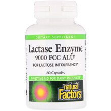Natural Factors, Lactase Enzyme, 9 000 ALU FCC, 60 Gélules