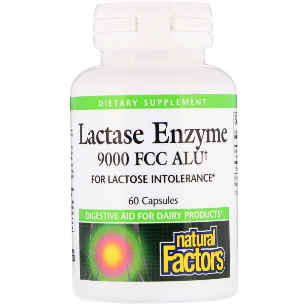 Natural Factors , Lactase Enzyme, 9000 Fcc Alu, 60 Capsules