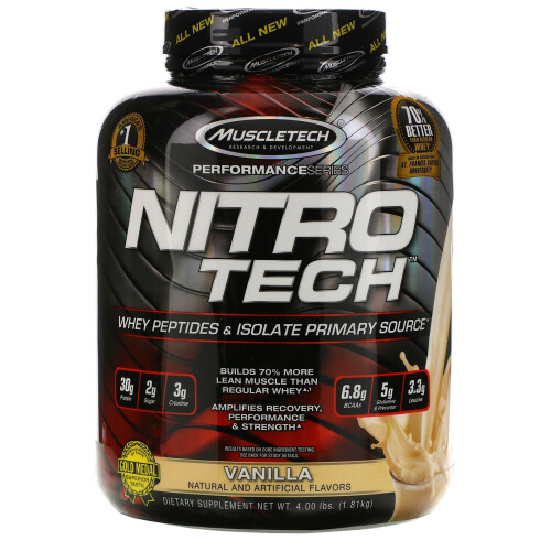 Muscletech MuscleTech, Nitro Tech, Whey Protein, Vanillecreme, 4 Pfund (1,81 kg)