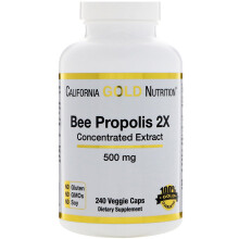 California Gold Nutrition, Bienen Propolis 2X, Konzentrierter Extrakt, 500 mg, 240 Veggie-Kapseln
