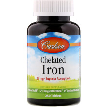 Carlson, Fer Chélaté, 27 mg, 250 Comprimés