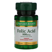 Nature's Bounty, Acide Folique, 800 mcg, 250 Comprimés