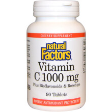 Natural Factors, Vitamin C, Plus Bioflavonoide & Hagebutten, 1.000 mg, 90 Tabletten