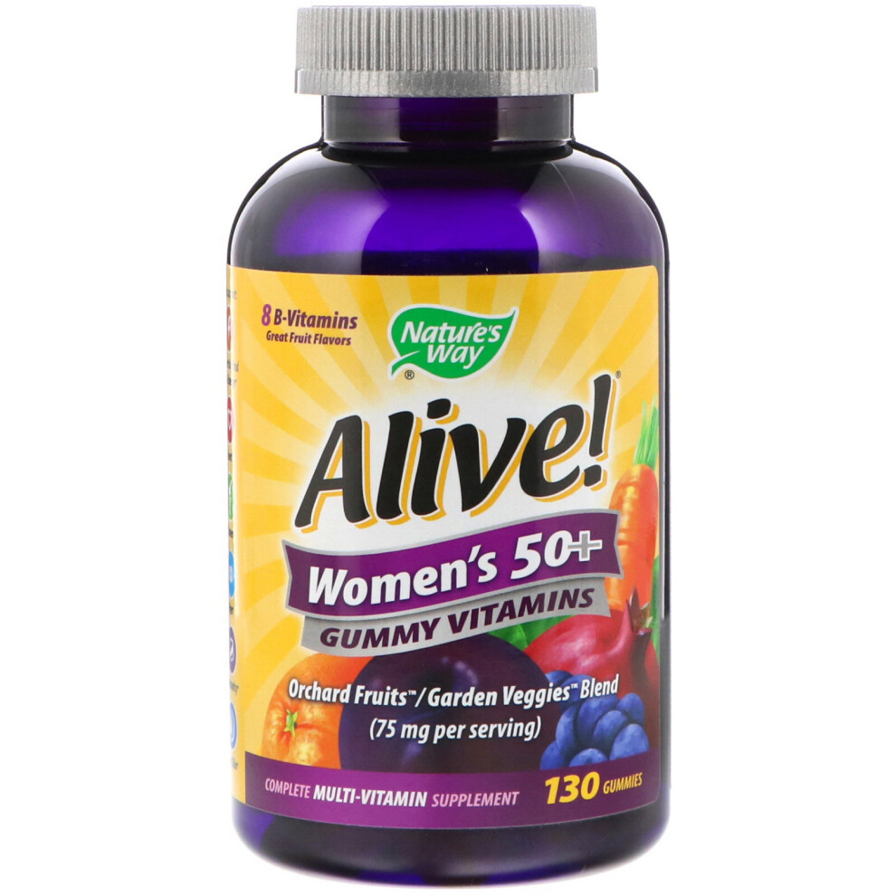 Nature's Way , Alive! Women's 50+ Gummy Vitamins, Fruit Flavors, 130 Gummies
