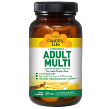 Country Life Adult Chewable Multivitamin with Coenzyme B-Vitamins Antioxidants Minerals Pineapple-Orange Flavor - Supports Energy Metabolism a