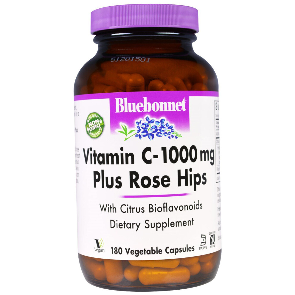 Photos - Vitamins & Minerals Bluebonnet Nutrition , Vitamin C - 1000 mg Plus Rose Hips, 180 Vegetable Capsules 