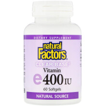 Natural Factors, Vitamine E à Base Claire, 268 mg (400 UI), 60 Softgels