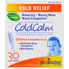 Boiron, Cold Calm Baby, Flüssigdosen, Erkältungsmittel, 6+ Monate, 30 Vordosierte Flüssigdosen, je 0,034 fl oz (1 ml)