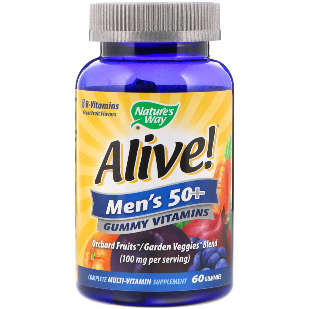 Nature's Way , Alive! Men's 50+ Gummy Vitamins, Fruit Flavors, 60 Gummies