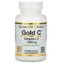 California Gold Nutrition, Gold C, USP-Grade Vitamin C, 1.000 mg, 60 Vegetarische Kapseln
